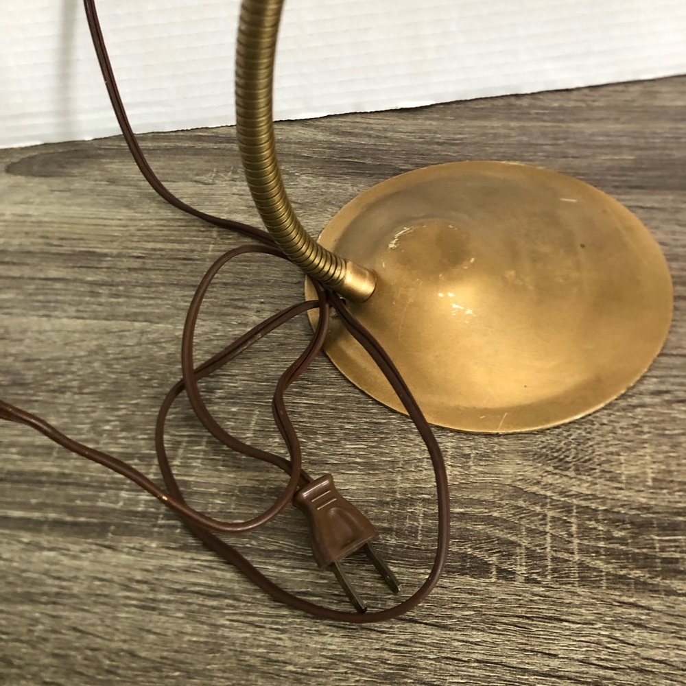 Vtg MCM Gooseneck Lamp with Perforated Shade - Picture 7 of 15